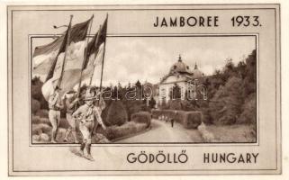 1933 Gödöllő, Cserkész Dzsembori, kastély, zászló (Jamboree) (EK)