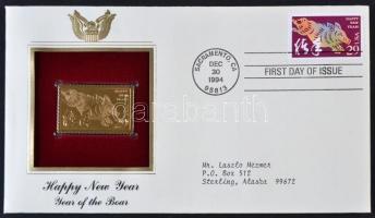 Amerikai Egyesült Államok 1994-1995. 32db-ból álló aranyfóliás bélyeg replika első napi bélyegzéssel...