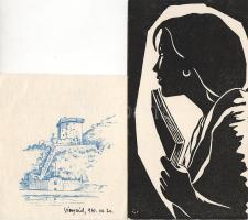 Fábiám László költő üdvözlő sorai 2 db üdvözlőkártyán saját kezű aláírásával