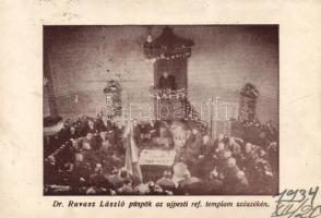 Budapest IV. Újpest, Református templom, szószék, belső, Dr. Ravasz László püspök (b)