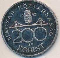 1992. 200Ft Ag "MNB" dísztokban T:PP patina