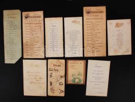 1887-1935 10 db régi, díszes étlap (Fürdő Szálloda, Royal Éttermei, stb.)