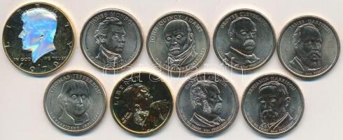 Amerikai Egyesült Államok 1979. 1$ aranyozott emlékkiadás + 2007-2012. 1$ (8x) aranyozott emlékkiadá...