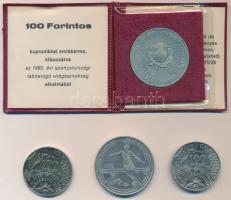 1982. 100Ft "Labdarúgó VB" (2x) az egyik eredeti tokban, tanúsítvánnyal + 1986. 100Ft "Fáy András" (2x) T:BU
