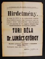 1935 Nagyméretű hirdetmény az Esztergomban sorra kerülő képviselőválasztásról