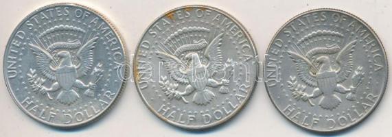 Amerikai Egyesült Államok 1967,1968,1969. 1/2$ Ag "Kennedy" (3x) T:2 USA 1967,1968,1969. 1/2 Dollar Ag "Kennedy" (3x) C:XF