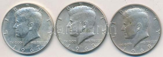 Amerikai Egyesült Államok 1967,1968,1969. 1/2$ Ag "Kennedy" (3x) T:2
USA 1967,1968,1969. 1...