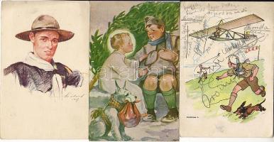 8 db cserkész motívum / 8 Pfadfinderkarten zumeist sign. Márton