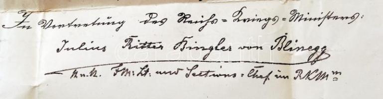 1890 Honvéd orvos kinevezési okmánya Julius Ritter Bingler saját kezű aláírásával / military doctor ...