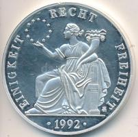 Németország 1992. "ECU - Egység, szabadság, igazság" Ag emlékérem (1.oz/0.999) T:PP Germany 1992. "ECU - Einigkeit, Recht, Freiheit" commemorative Ag medallion (1.oz/0.999) C:PP
