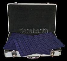 Fém borítású éremtartó csatos táska béléssel, 1x12db, 1x24, 2x40, 1x91db különböző érme tárolására a...