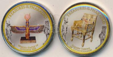 Egyiptom 2010. 1Ł "Ízisz szárnyas szobra" + 1Ł "Tutanhamon arany trónja" multico...