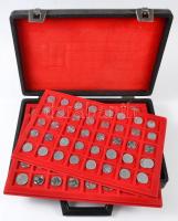 Vegyes fillér, forint gyűjtemény 6db, különféle érmék tárolására alkalmas berakólapon zárható, műbőr...