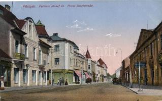 Pöstyén, Ferenc József út, fogorvos, dohánybolt / street, dentist, tobacco shop (EK)