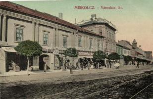 Miskolc, Városház tér, cipész, Zálogintézet, Polgári áruház, Grünwald Ignácz kiadása