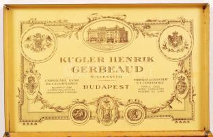 Kugler Henrik Csokoládégyár és Cukrászda fém doboz, 12x19x6 cm