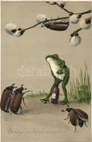 Pentecost, frog, Emb. litho