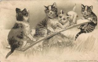 Cats, Emb. litho, Koch & Bitriol, Serie 638. (small tear)