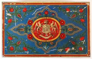 cca 1900 Kugler Henrik Gerbaud Cs. és Kir. Udvari Cukrászda és Csokoládé-Gyár fém doboz, 14x22x7 cm