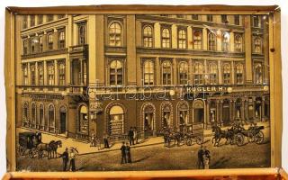 cca 1900 Kugler Henrik Gerbaud Cs. és Kir. Udvari Cukrászda és Csokoládé-Gyár fém doboz, 14x22x7 cm