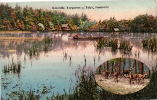Slovenske Konjice, Gonobitz; Tiergarten und teich Pardowitz / zoo, lake, deer, boat (EB)