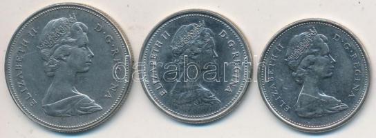 Kanada 1976. 25c Ag "II. Erzsébet" + 1982. 25c Ni "II. Erzsébet" + 1974. 50c Ni ...