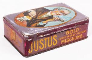 Justus pipadohány fém dobozka, 11x8x3 cm