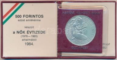 1984. 500Ft Ag "Nők évtizede" T:BU Eredeti tokban, tanúsítvánnyal!