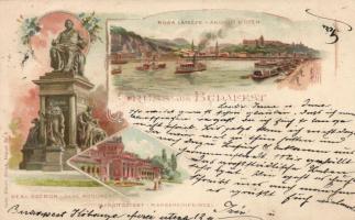 1898 Budapest, Buda, Deák szobor, Margitszige, litho (fl)