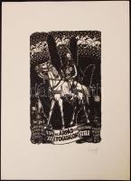 Nagy Árpád Dániel (1922-1985): Cserkész témájú fametszet. 20x26 cm