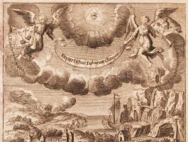 1735 Johann Melchior Gutwein: A kétosztatú világ. Rézmetszet 18x30 cm