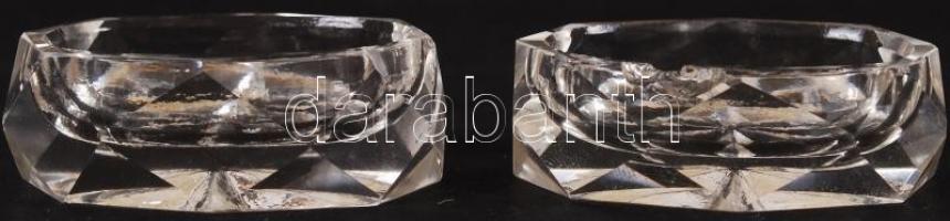 Csiszolt üveg fűszertartó, 2 db, egyiken apró lepattanás