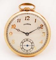 Aranyozott Illinois márkájú zsebóra eredeti dobozában, működőképes