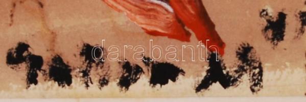 Gábor jelzéssel: Zöldruhás lány. Vegyes technika, papír, jelzett, 28×18 cm