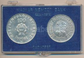 1973. 50Ft Ag + 100Ft Ag "Petőfi" eredeti sérült MNB plasztiktokban T:BU Adamo EM41,42