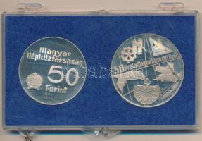 1974. 50Ft Ag + 100Ft Ag "MNB" pár T:PP Eredeti sérült kék MNB plasztiktokban!