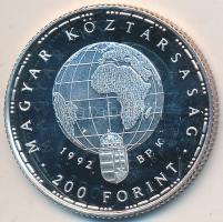 1992. 200Ft Ag "Veszélyeztetett állatvilág-gólya" T:PP  Adamo EM126