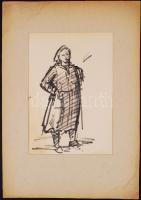 Réti Mátyás (1922-2002): Munkásasszony. Tus, papír, jelzett, 27×18 cm