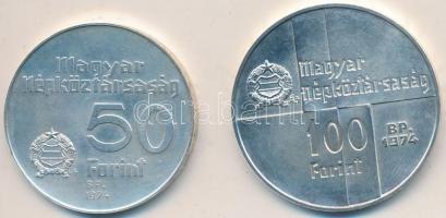 1974. 50Ft Ag + 100Ft Ag "MNB" pár T:BU