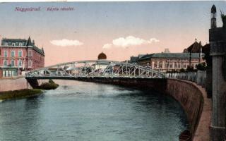 Nagyvárad, Körös, híd, Gazdasági és Iparbank, kiadja Benkő Artur könyv és papírkereskedő / river, bridge, bank (EK)