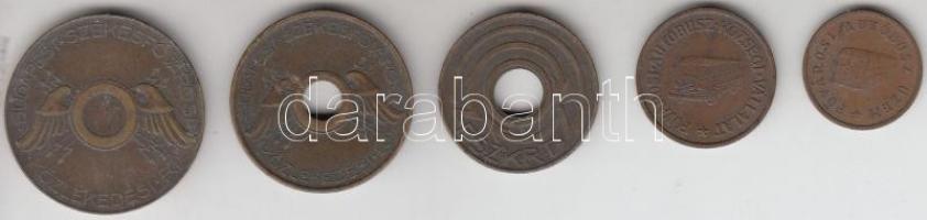 1946-1968. "B.SZ.K.RT" + "FAKV" + "FAÜ" 5db klf közlekedési bárca T:ve...