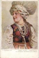 Lengyel folklór, menyasszony, s: P. Stachiewicz, Bride, Lowicz, Polish folklore s: P. Stachiewicz