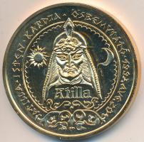 1993. "Magyarok népvándorlása és honfoglalása - Attila" aranyozott emlékérem (42mm) T:PP