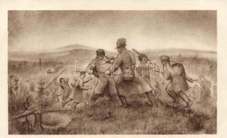 1916 Vitéz Tóth Lajos csendőr tiszthelyettes Petrosz község felett betör ellenséges állásokba / battle s: Szabó István (Rb)