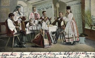 Transylvanian folklore, Saxons, dinner room, interior, Erdélyi folklór, Szászok, étkező