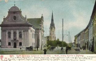 Igló, Katolikus és evangélikus templom, városház / churches, town hall; Feitzinger 1904/14. (b)