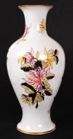 Hollóházi virágokkal díszített nagyméretű váza, kézzel festett, jelzett, hibátlan, m:36 cm / Hollóházi chinaware vase 36 cm