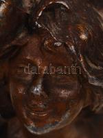 Festett spiáter kalapos szoborpár alabástrom talpazaton, m: 16 cm