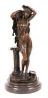 Görög szépség, bronzírózott fém, márvány talapzaton, m: 31 cm / Bronze statue 31 cm