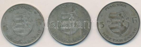 1947. 5Ft Ag "Kossuth" (3x) T:2-,3